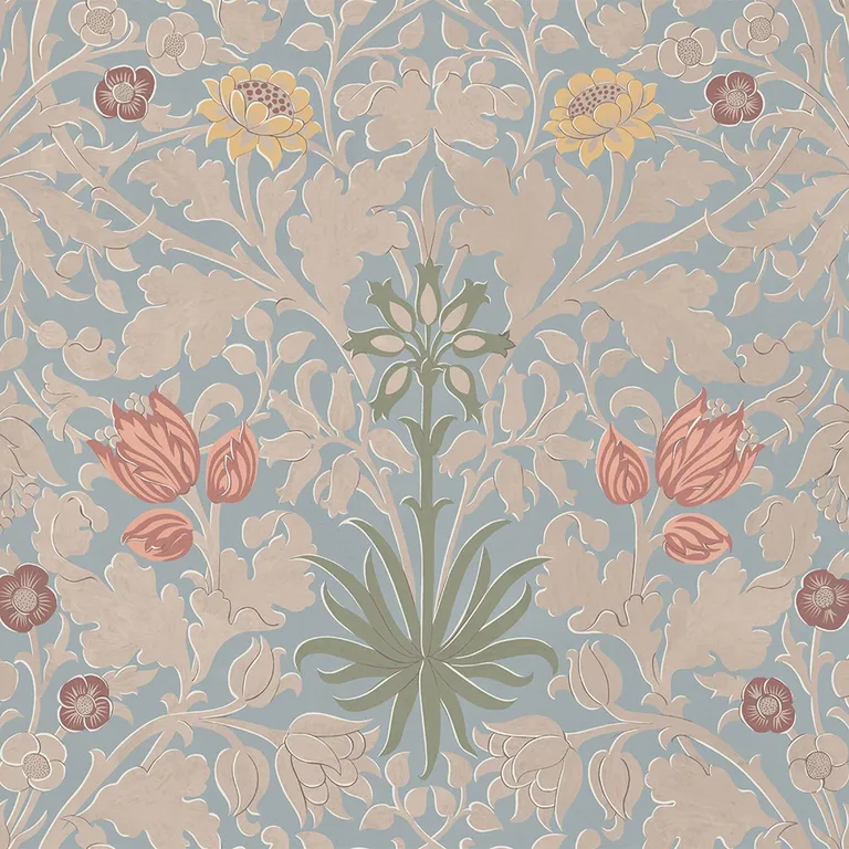 House of Hackney Hyacinth Novellus wallpaper in Byzantine Blue, blooms and foliage in blue
