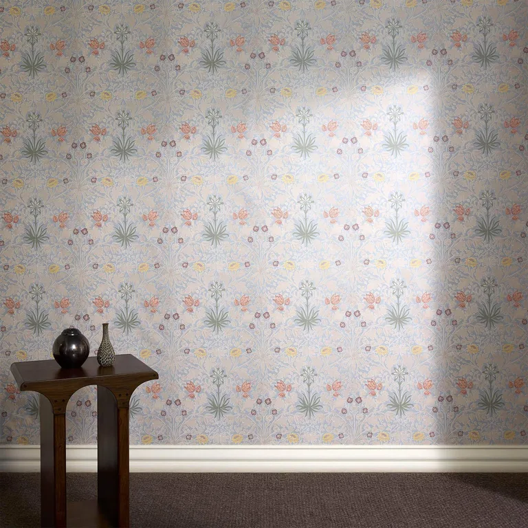 House of Hackney Hyacinth Novellus wallpaper in Byzantine Blue, blooms and foliage in blue