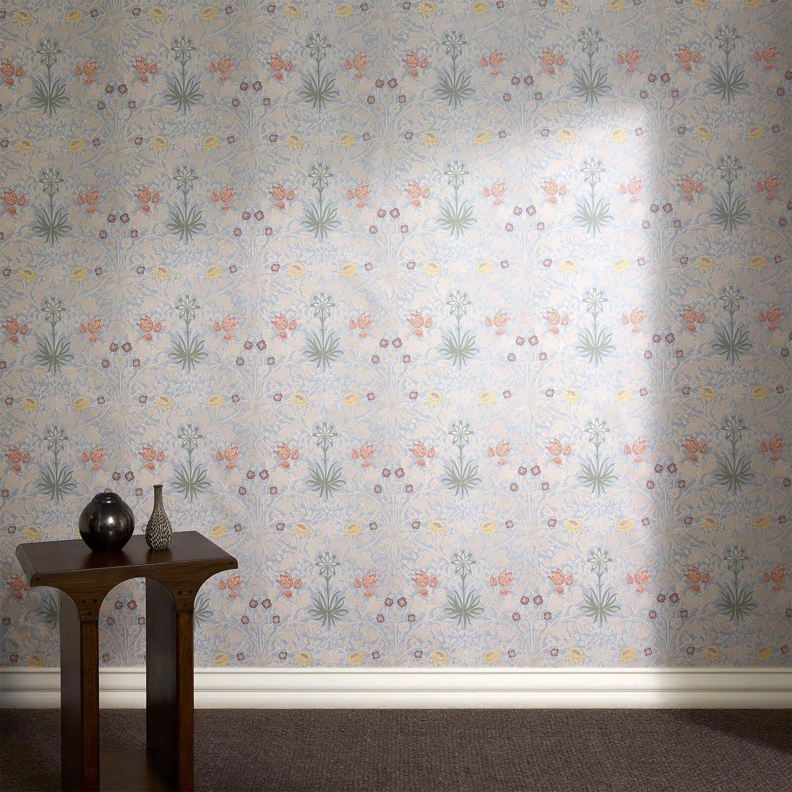 House of Hackney Hyacinth Novellus wallpaper in Byzantine Blue, blooms and foliage in blue