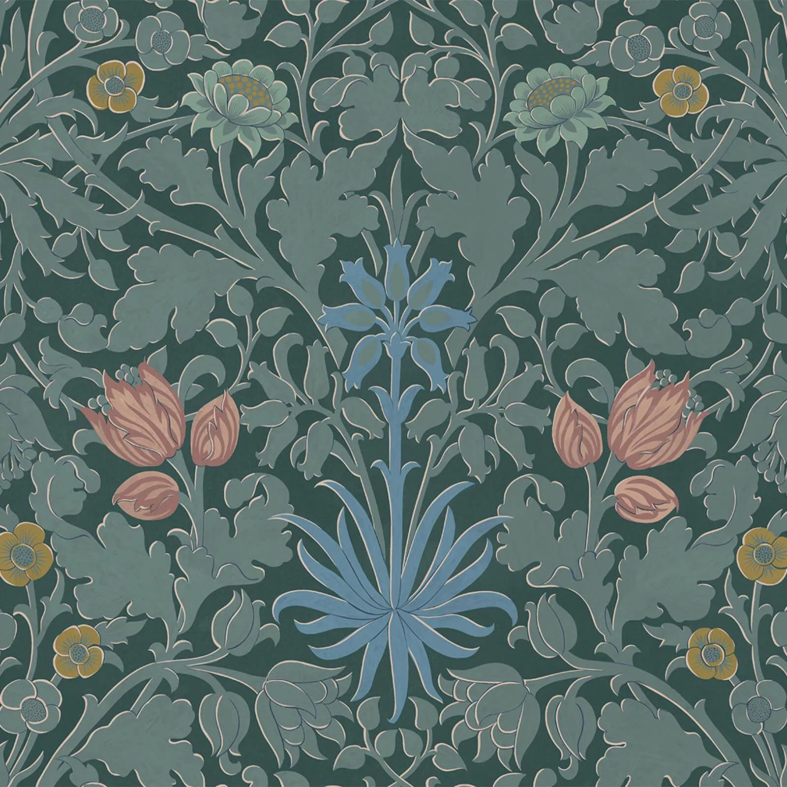 House of Hackney Hyacinth Novellus wallpaper in Euphorbia, foliage in euphorbia