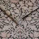 House of Hackney Hyacinth Novellus Wallpaper in Noir House of Hackney Hyacinth Novellus wallpaper in Noir, blooms and foliage in noir