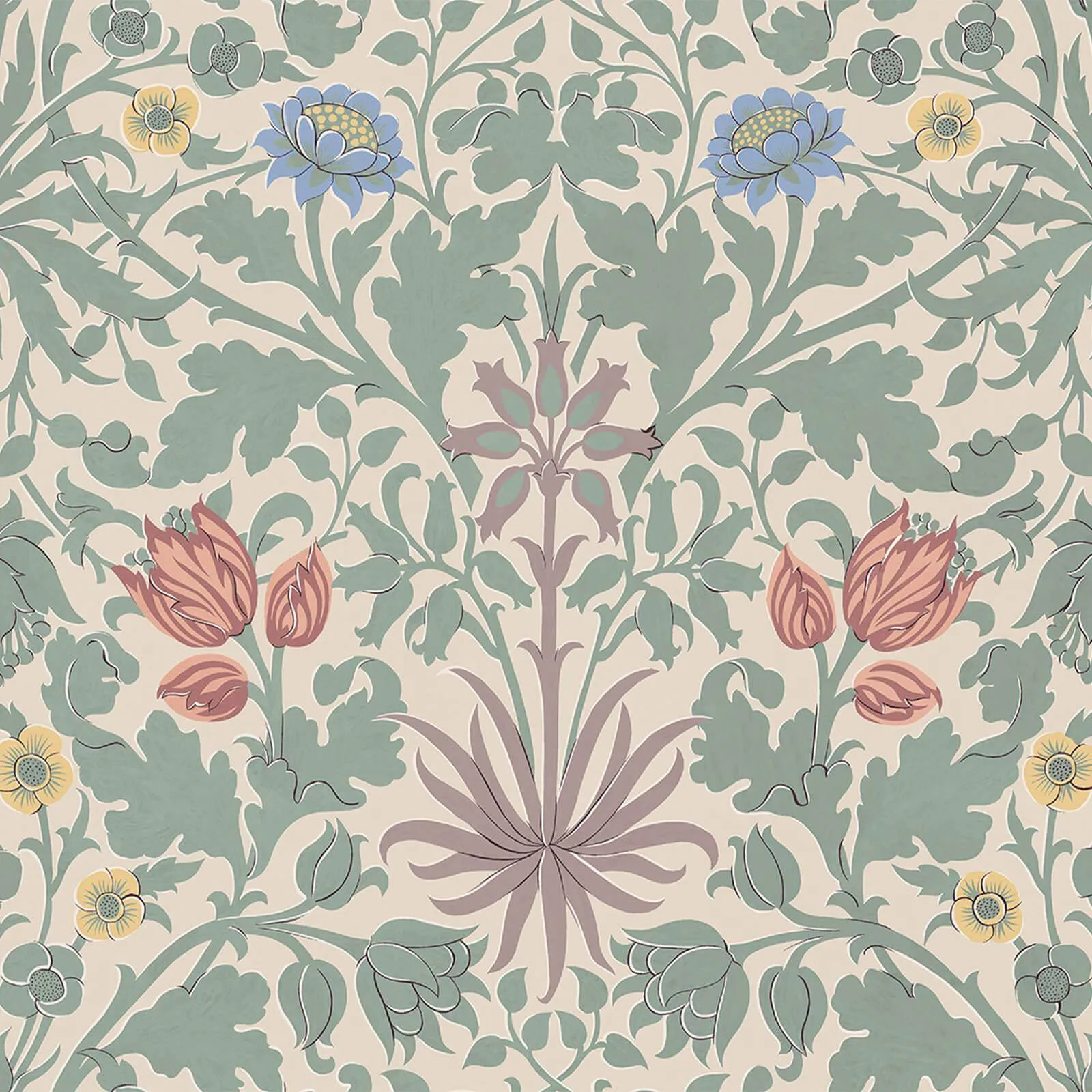 House of Hackney Hyacinth Novellus wallpaper in Phlox, blooms and foliage in phlox