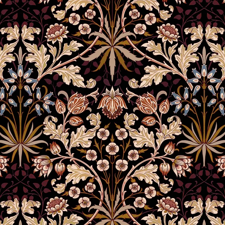 House of Hackney Hyacinth wallpaper in Black, foliage and geometric forms in black