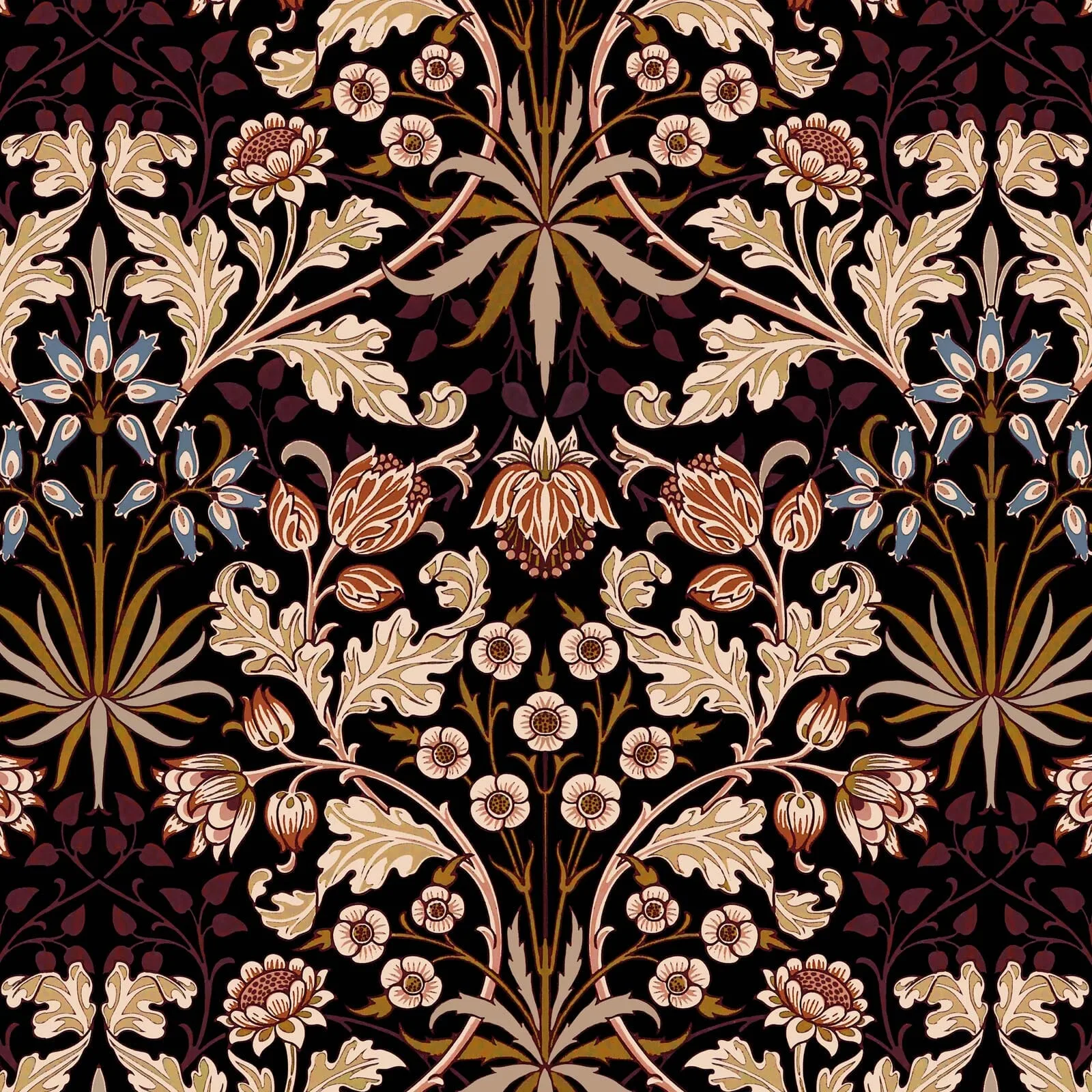 House of Hackney Hyacinth wallpaper in Black, foliage and geometric forms in black