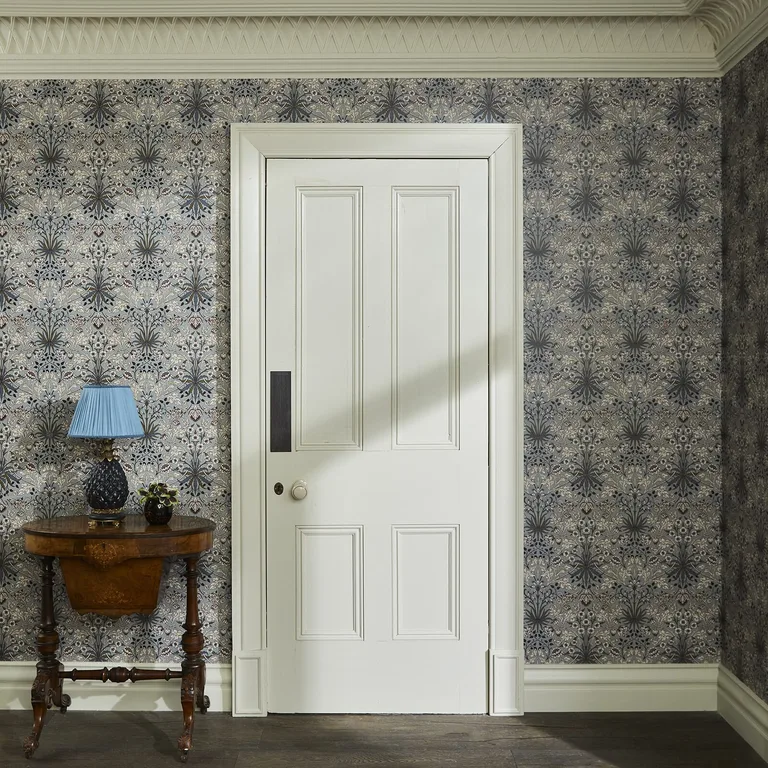 House of Hackney Hyacinth wallpaper in Dove Grey, blooms and foliage in grey