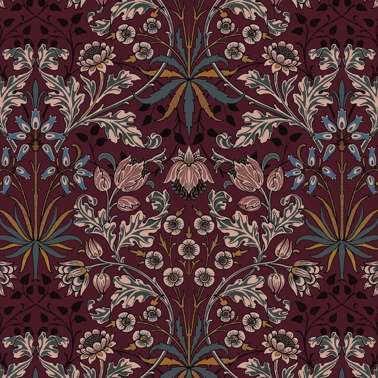 House of Hackney Hyacinth wallpaper in Mulberry, foliage and fruits in mulberry