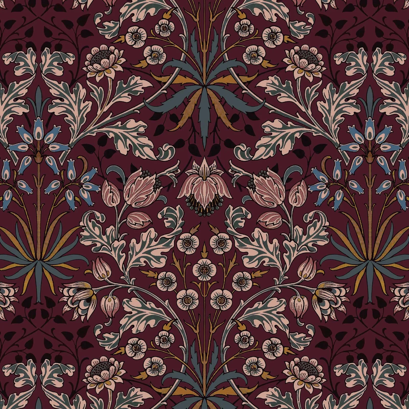 House of Hackney Hyacinth wallpaper in Mulberry, foliage and fruits in mulberry