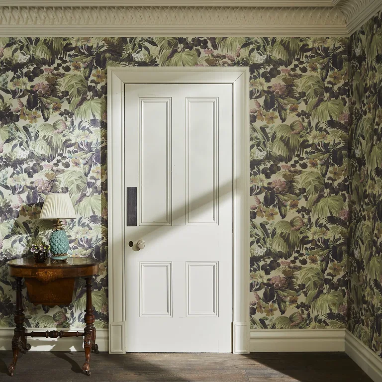 House of Hackney Limerence wallpaper in Papyrus, foliage and scenic vignettes in papyrus