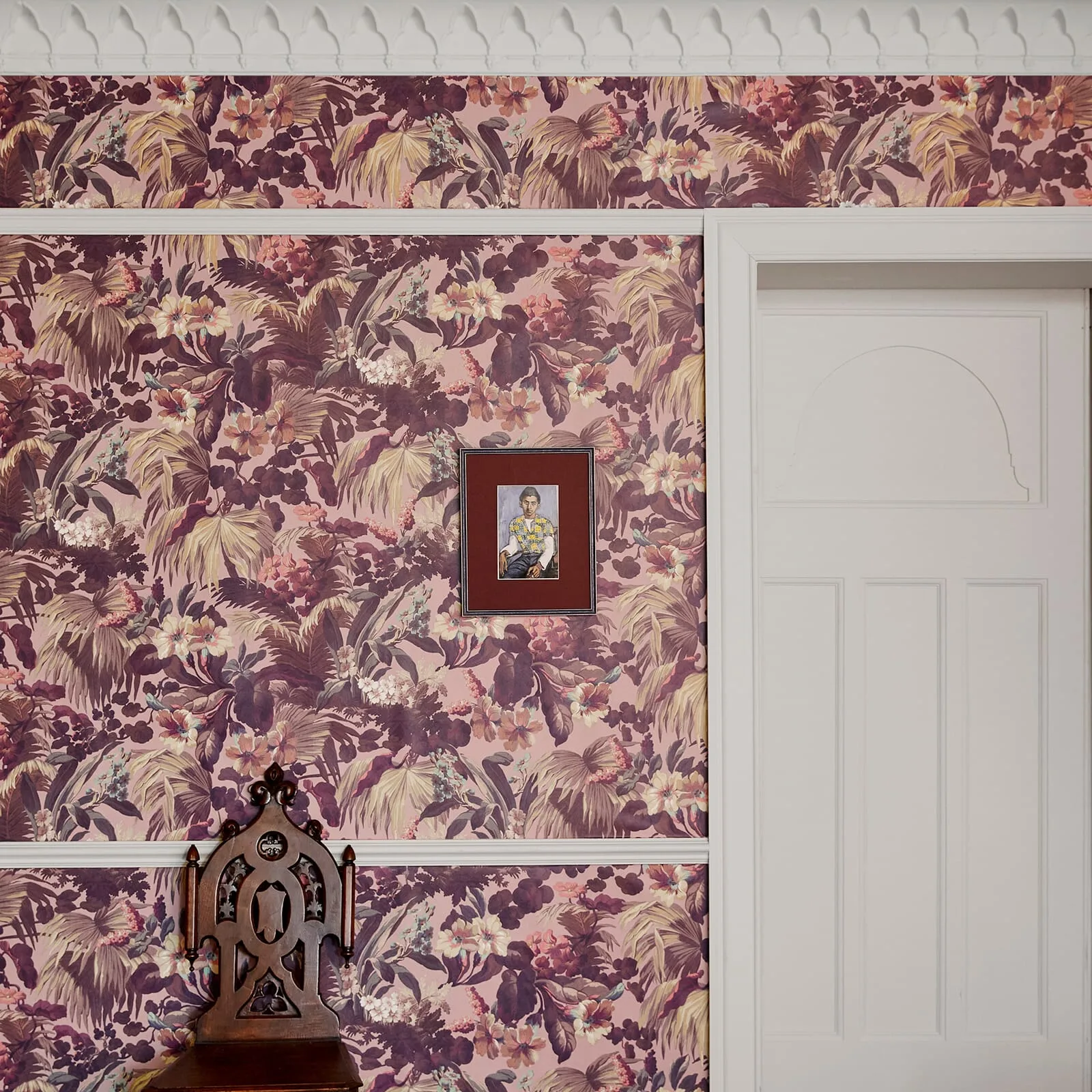 House of Hackney Limerence wallpaper in Rose Quartz, blooms and foliage in rose