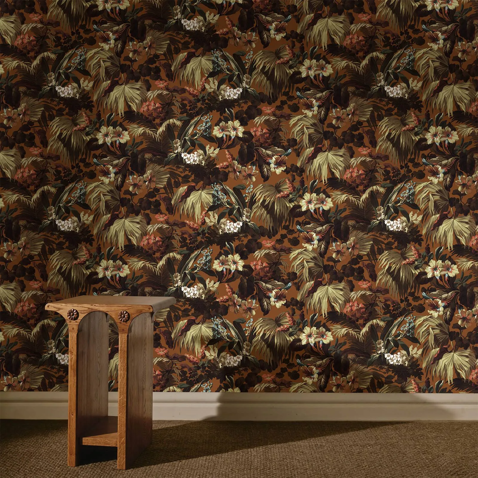 House of Hackney Limerence wallpaper in Tobacco, foliage and scenic vignettes in tobacco