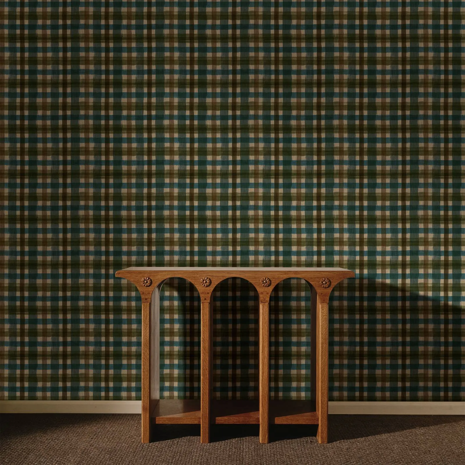 House of Hackney London Fields Check wallpaper in Cerulean, the London Fields Check design in cerulean