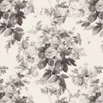House of Hackney London Rose wallpaper in Smoke Grey, blooms and foliage in grey