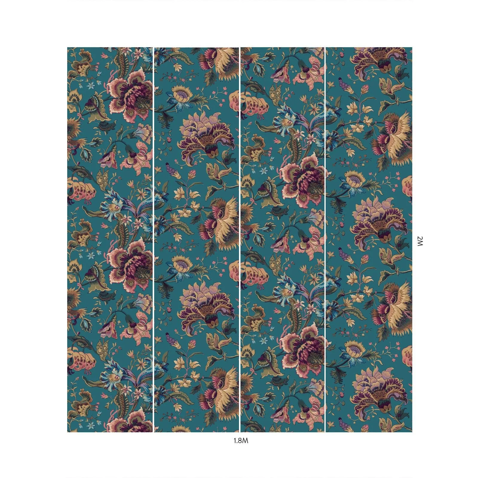 House of Hackney Majorelle wallpaper in Azure, blooms and foliage in azure