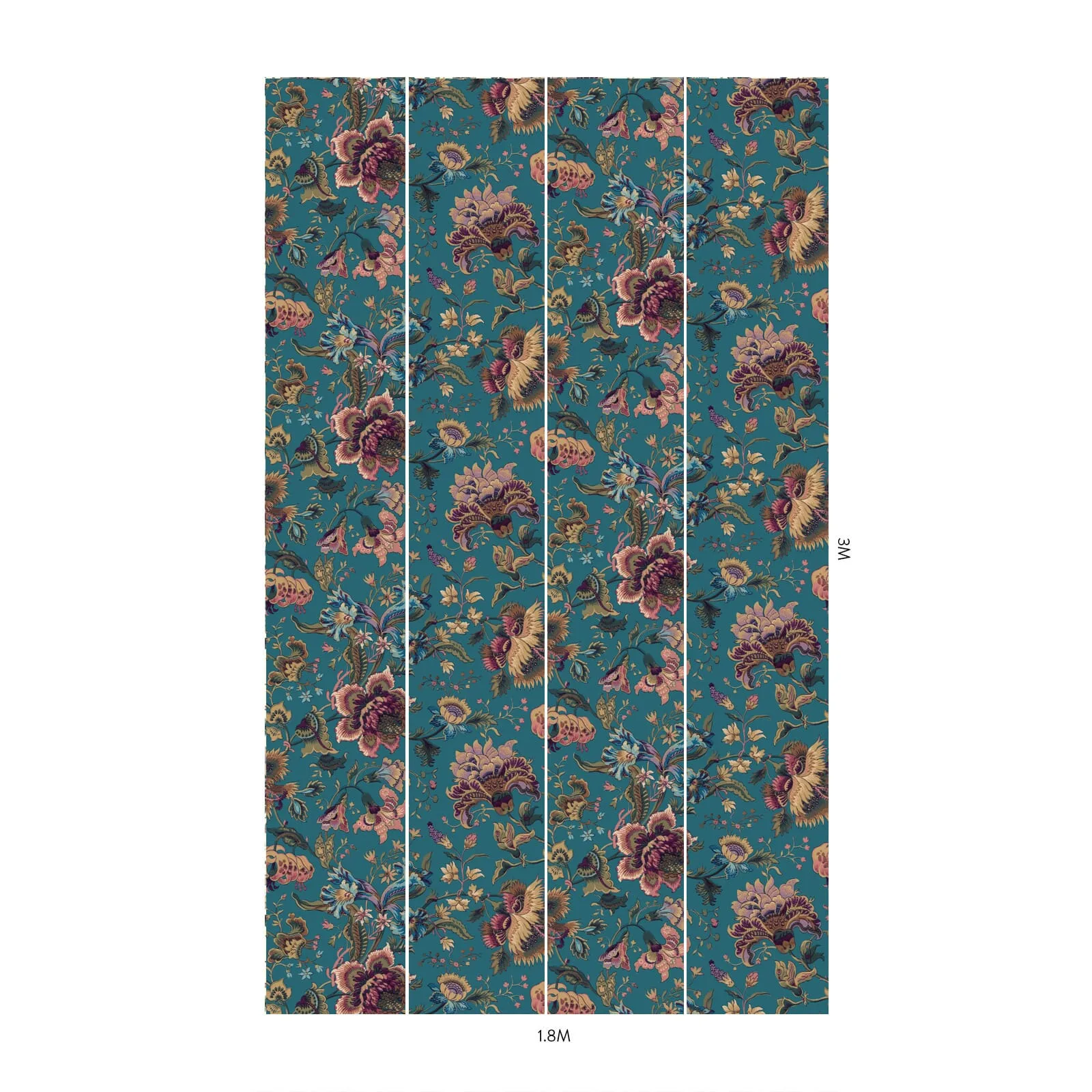 House of Hackney Majorelle wallpaper in Azure, blooms and foliage in azure