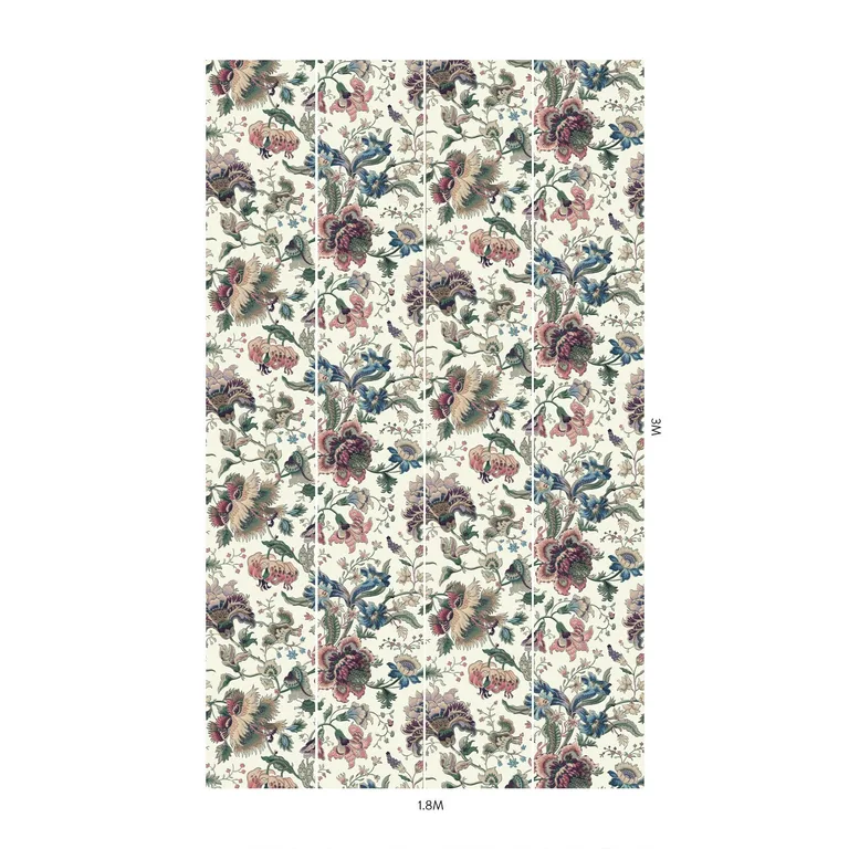 House of Hackney Majorelle wallpaper in Ecru, blooms and foliage in ecru