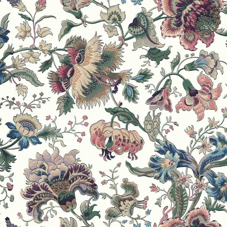 House of Hackney Majorelle wallpaper in Ecru, blooms and foliage in ecru