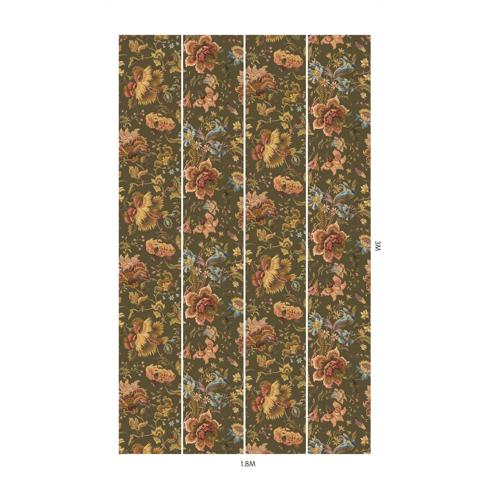 House of Hackney Majorelle Wallpaper in Moss Green House of Hackney Majorelle wallpaper in Moss Green, blooms and foliage in green