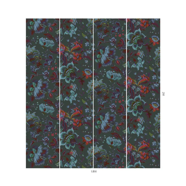 House of Hackney Majorelle wallpaper in Petrol, blooms and foliage in petrol