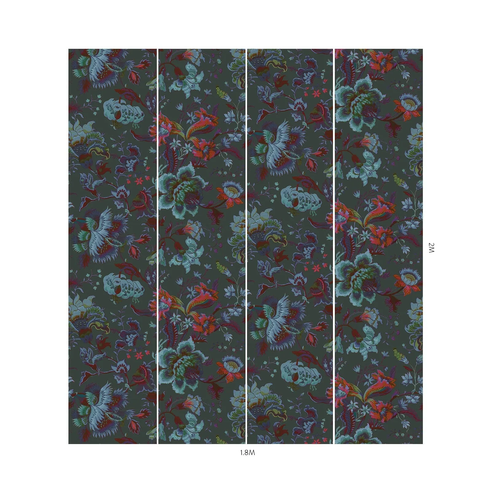 House of Hackney Majorelle wallpaper in Petrol, blooms and foliage in petrol