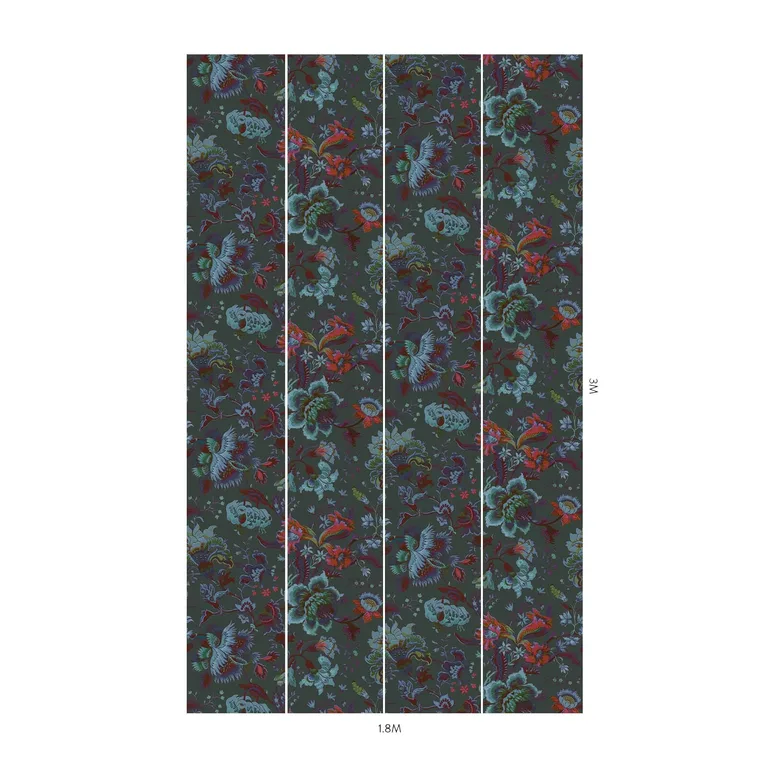 House of Hackney Majorelle wallpaper in Petrol, blooms and foliage in petrol