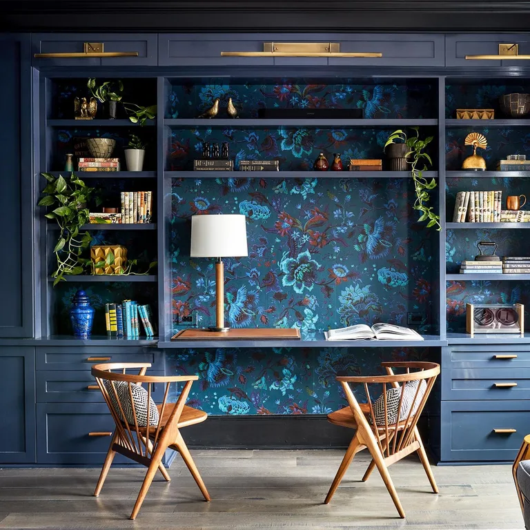 House of Hackney Majorelle wallpaper in Petrol, blooms and foliage in petrol