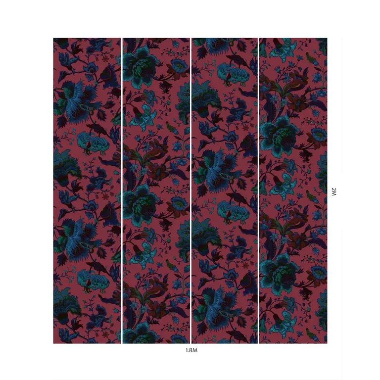 House of Hackney Majorelle wallpaper in Viola Pink, blooms and foliage in pink