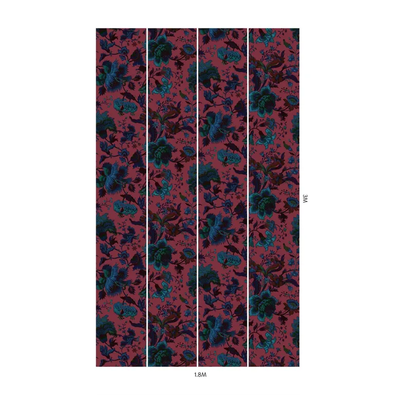 House of Hackney Majorelle wallpaper in Viola Pink, blooms and foliage in pink