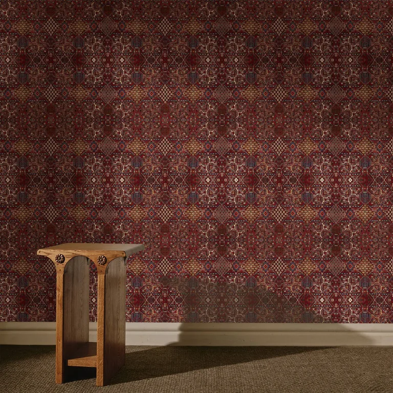 House of Hackney Mey Meh wallpaper in Sienna, geometric forms in sienna