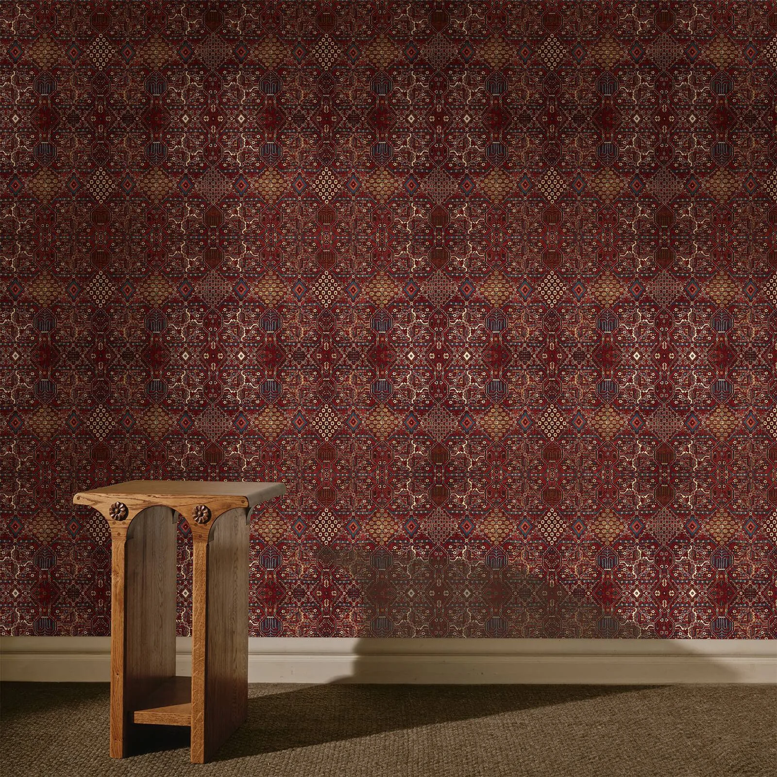 House of Hackney Mey Meh wallpaper in Sienna, geometric forms in sienna