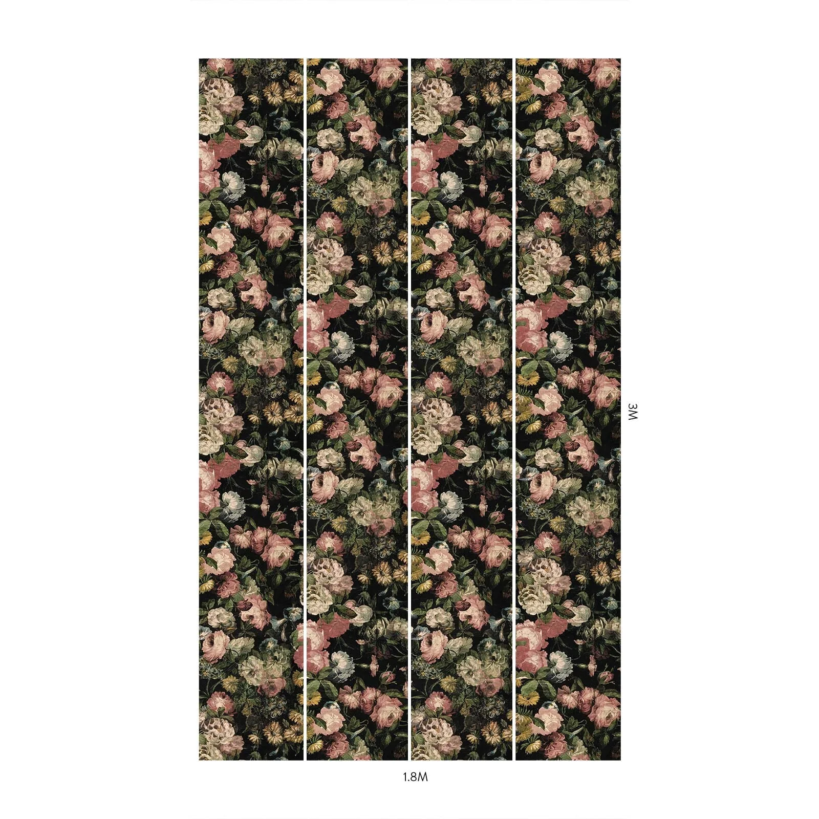 House of Hackney Midnight Garden wallpaper in Multi, blooms and foliage in multi