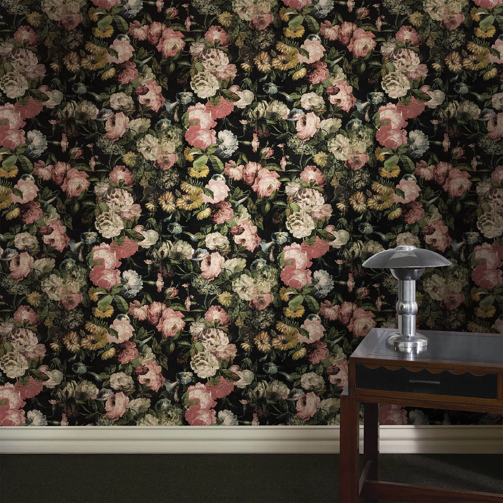 House of Hackney Midnight Garden wallpaper in Multi, blooms and foliage in multi