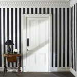 House of Hackney Mono Stripe Wallpaper in Off-black / Oyster House of Hackney Mono Stripe wallpaper in Off-black / Oyster, stripes and geometric forms in black