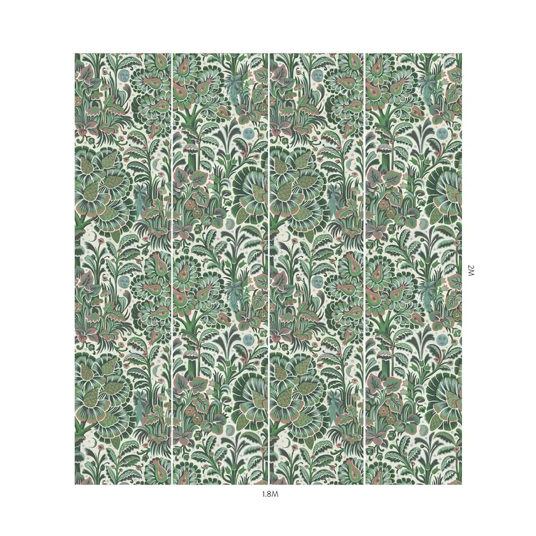House of Hackney Moon Garden Magna wallpaper in Tourmaline, foliage and trees in tourmaline
