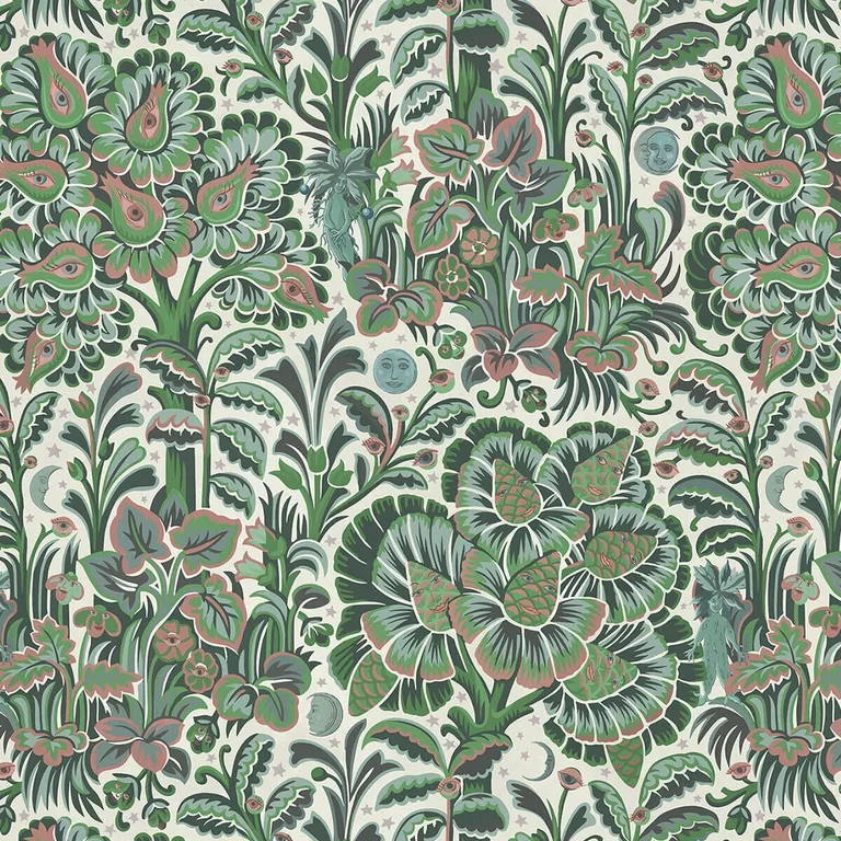 House of Hackney Moon Garden Magna wallpaper in Tourmaline, foliage and trees in tourmaline