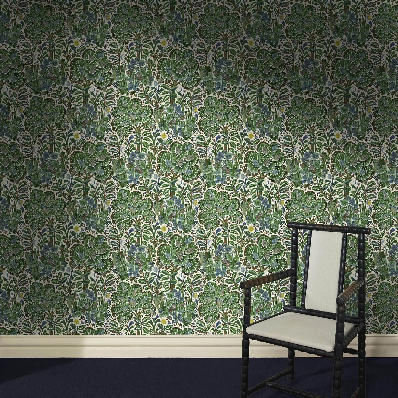 House of Hackney Moon Garden Magna wallpaper in Tourmaline, foliage and trees in tourmaline