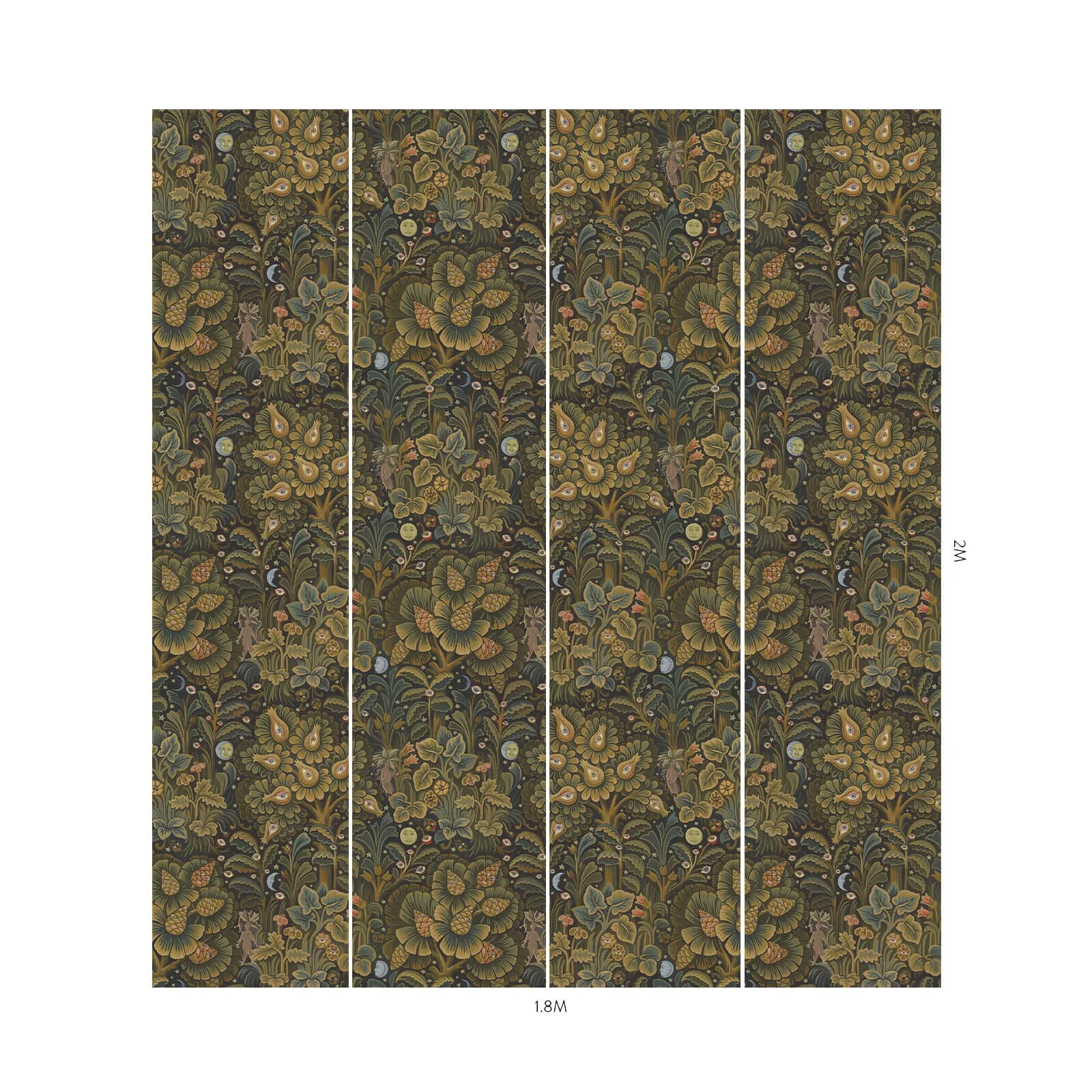 House of Hackney Moon Garden Wallpaper in Midnight House of Hackney Moon Garden wallpaper in Midnight, foliage and geometric forms in midnight
