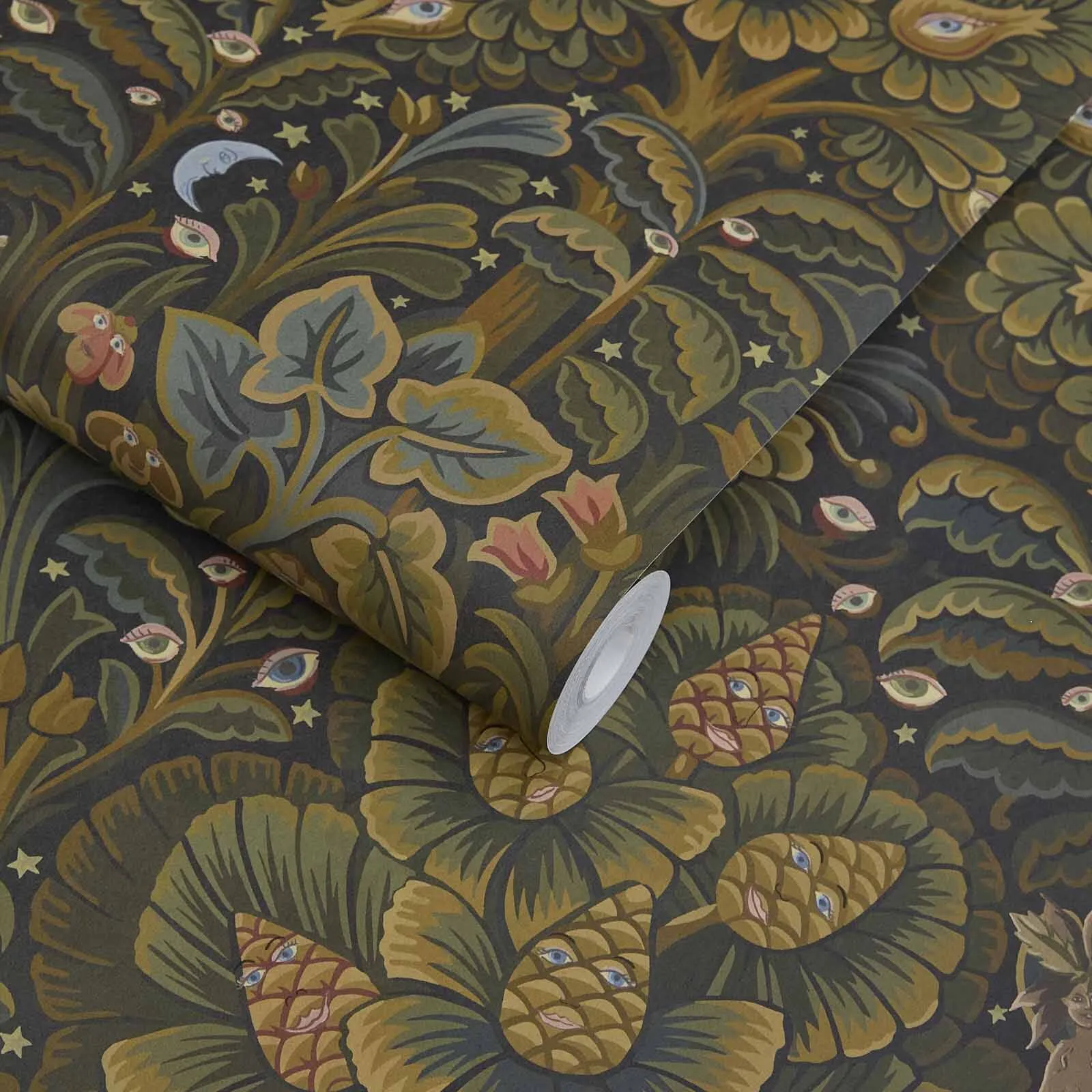 House of Hackney Moon Garden Wallpaper in Midnight House of Hackney Moon Garden wallpaper in Midnight, foliage and geometric forms in midnight