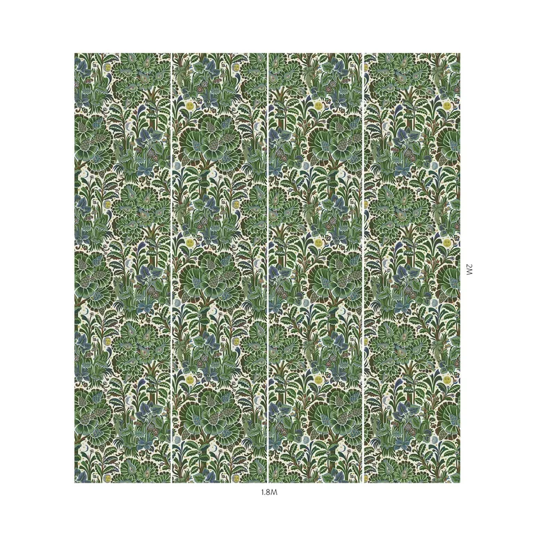 House of Hackney Moon Garden wallpaper in Verde, foliage and trees in verde