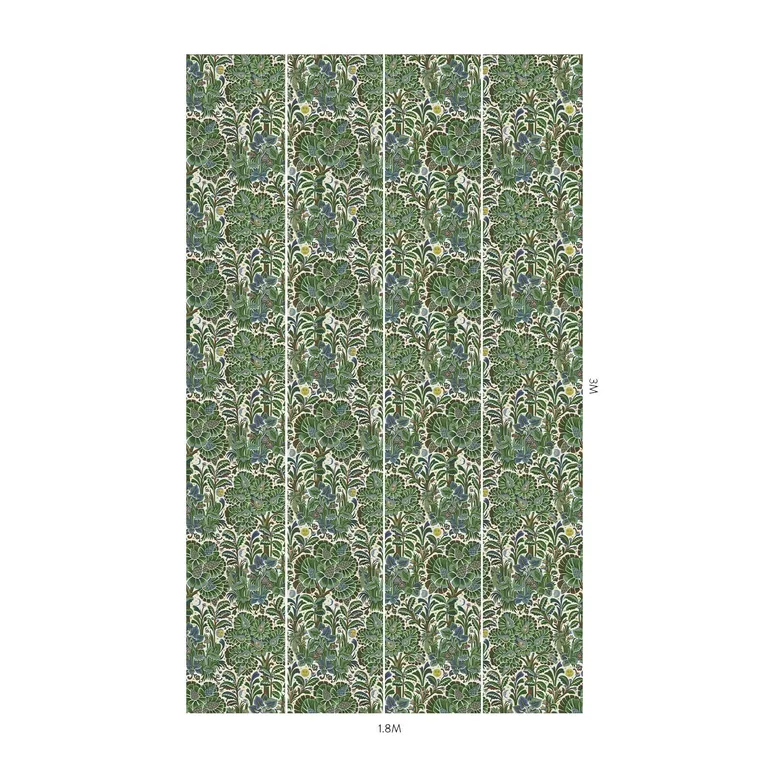 House of Hackney Moon Garden wallpaper in Verde, foliage and trees in verde