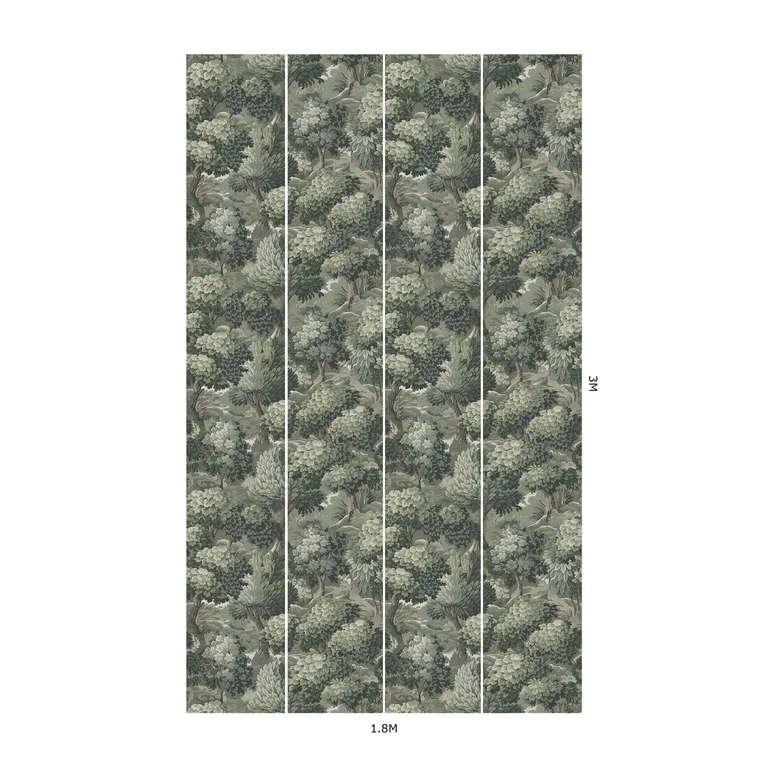 House of Hackney Nemor wallpaper in Verde, foliage and trees in verde