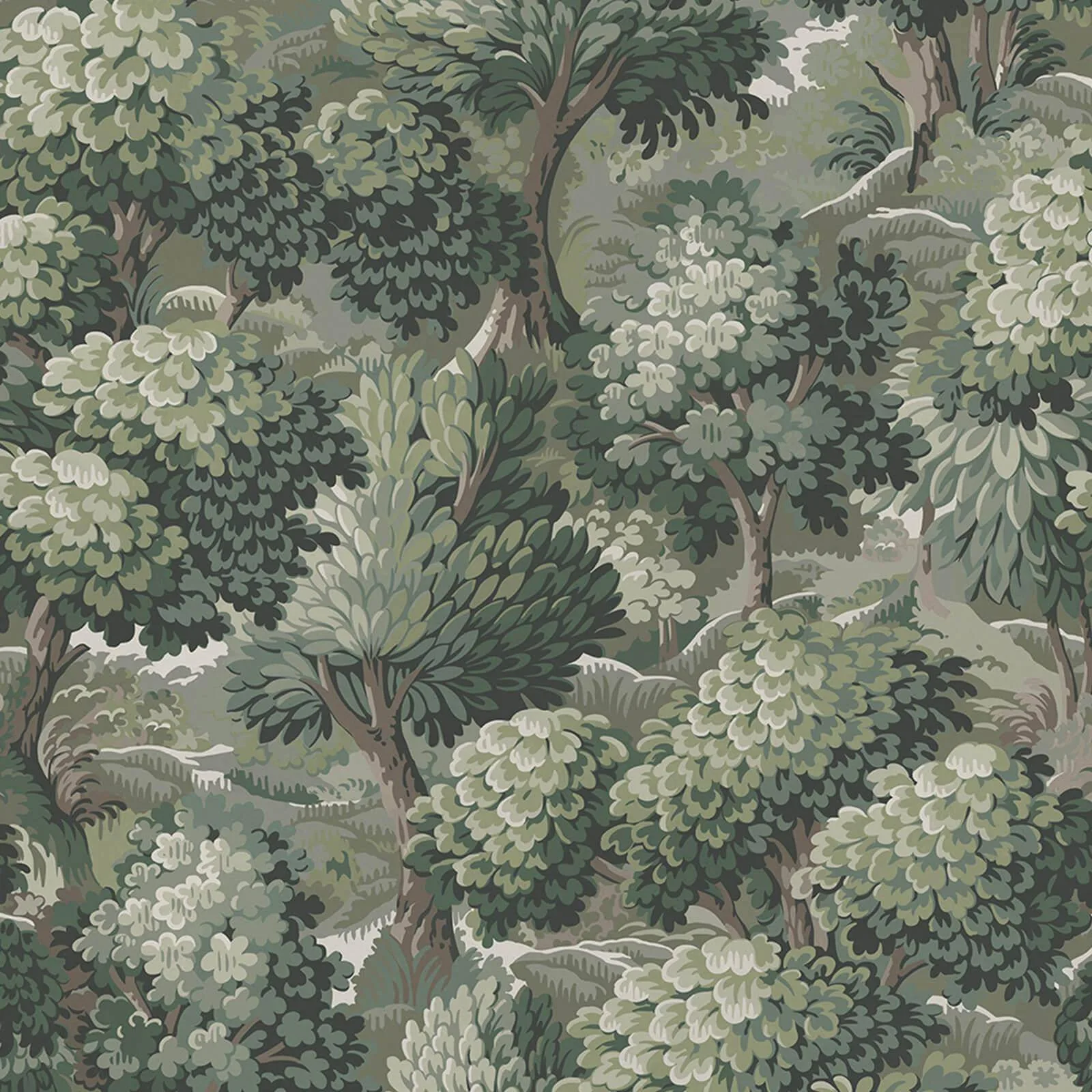 House of Hackney Nemor wallpaper in Verde, foliage and trees in verde