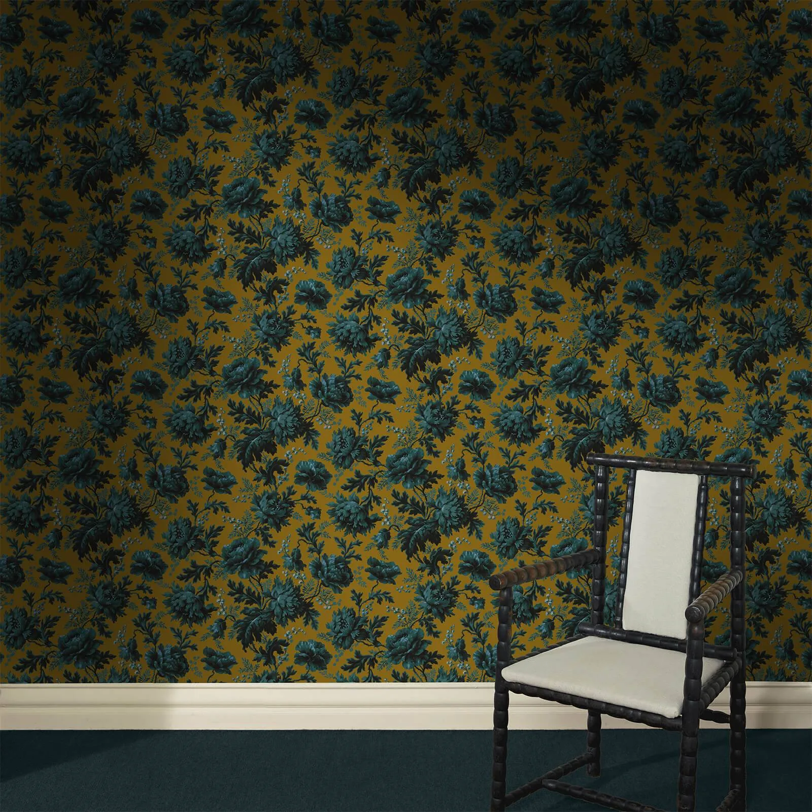 House of Hackney Opia wallpaper in Bronze, blooms and foliage in bronze