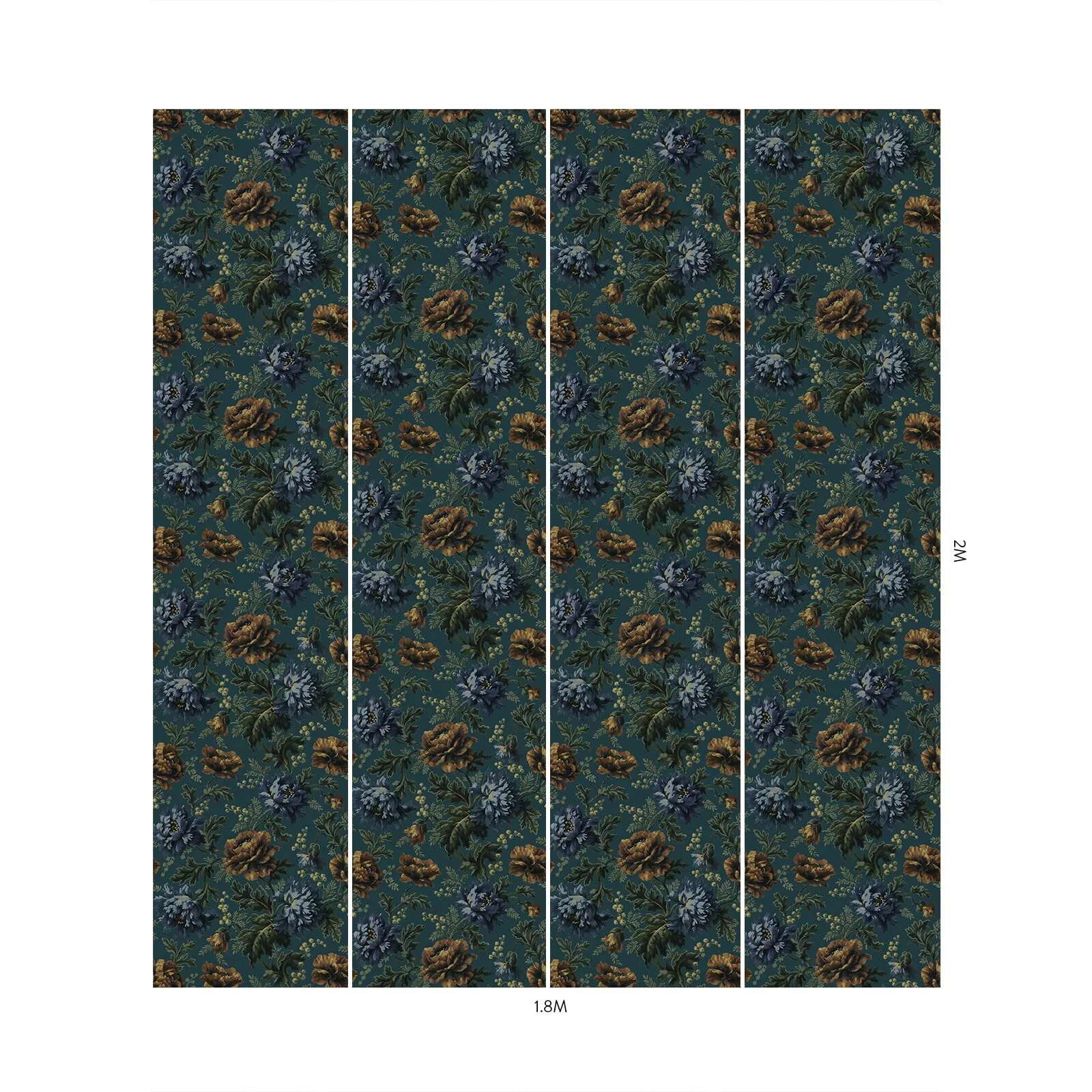 House of Hackney Opia wallpaper in Petrol, blooms and foliage in petrol