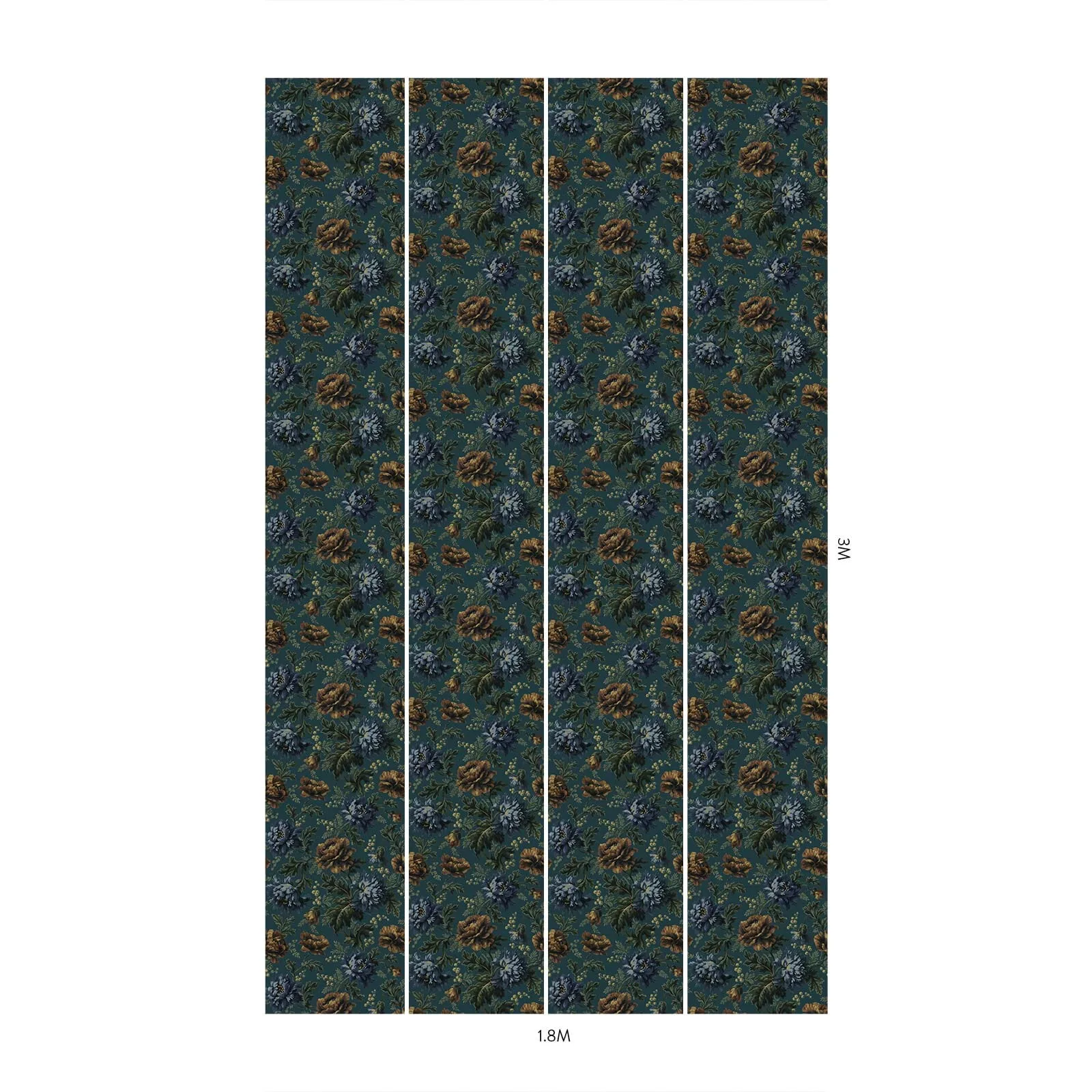 House of Hackney Opia wallpaper in Petrol, blooms and foliage in petrol