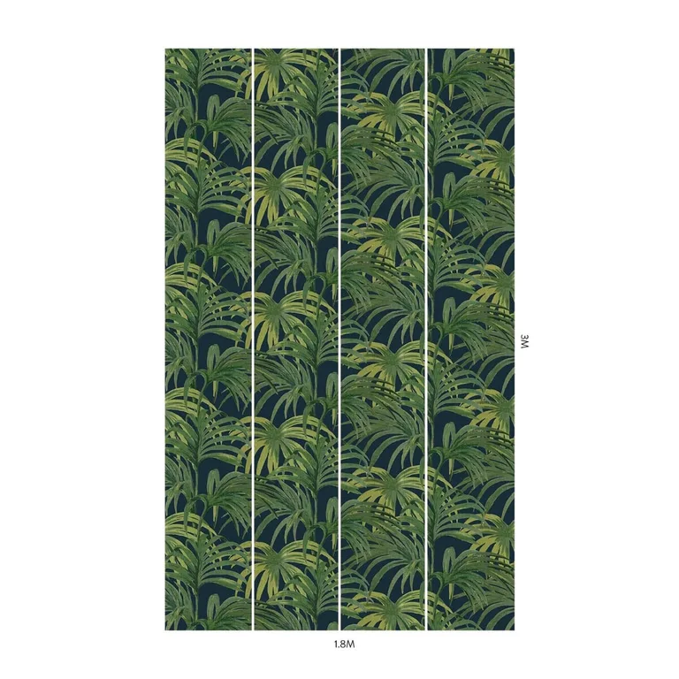 House of Hackney Palmeral Magna wallpaper in Midnight & Green, foliage and scenic vignettes in green