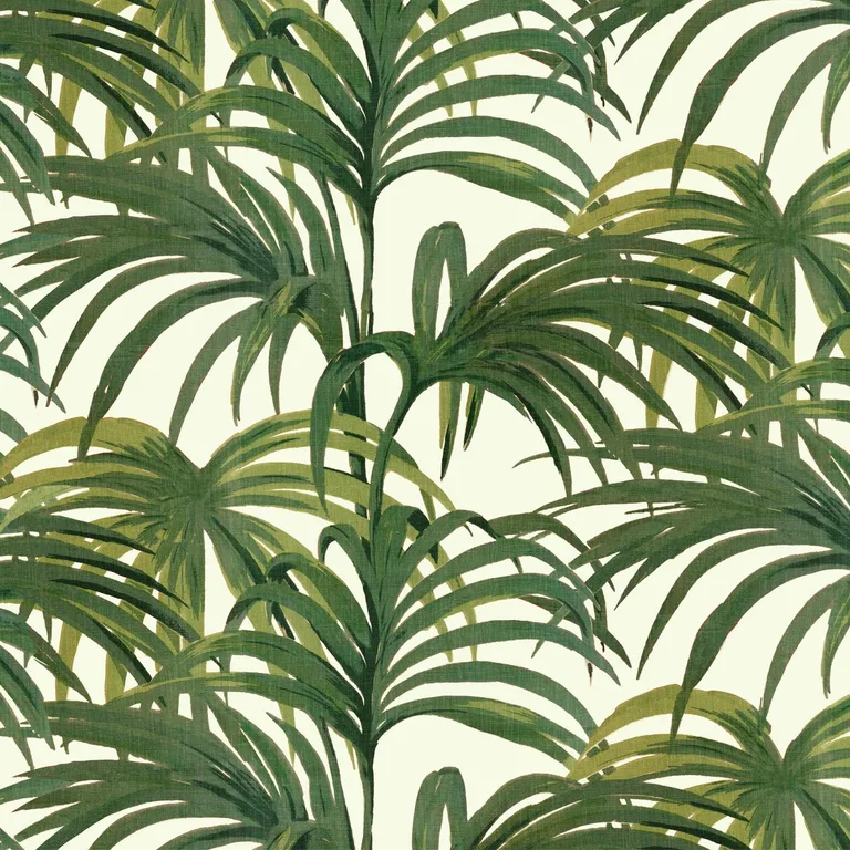 House of Hackney Palmeral wallpaper in Off White & Green, foliage and geometric forms in green