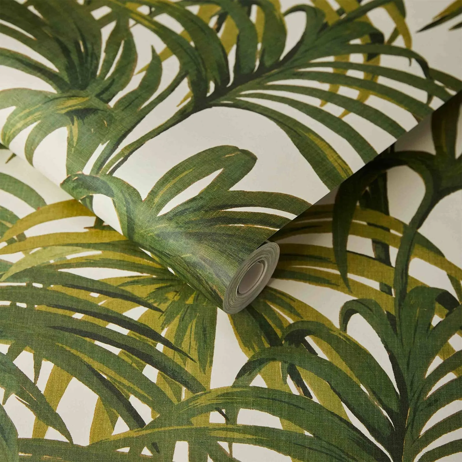 House of Hackney Palmeral Wallpaper in Off White & Green House of Hackney Palmeral wallpaper in Off White & Green, foliage and geometric forms in green