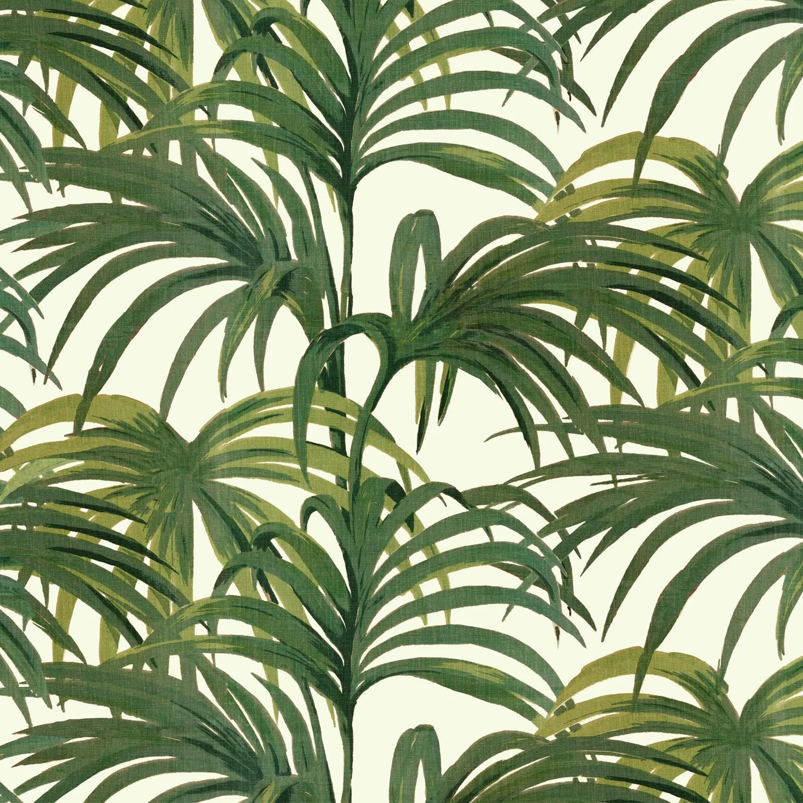 House of Hackney Palmeral wallpaper in Off White & Green, foliage and geometric forms in green
