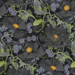 House of Hackney Papavera Wallpaper in Noir House of Hackney Papavera wallpaper in Noir, blooms and foliage in noir
