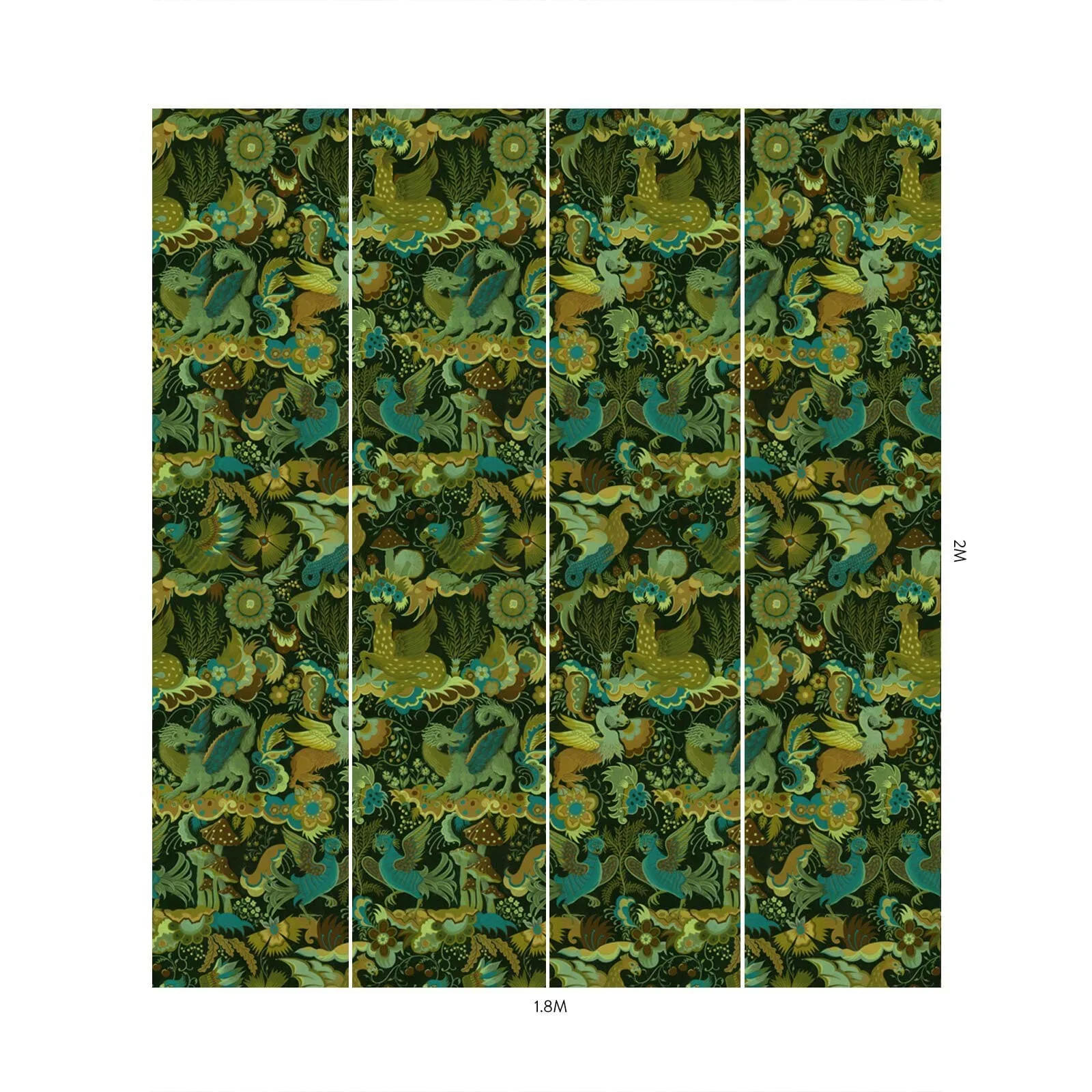 House of Hackney Phantasia Wallpaper in Emerald Green House of Hackney Phantasia wallpaper in Emerald Green, blooms and foliage in green